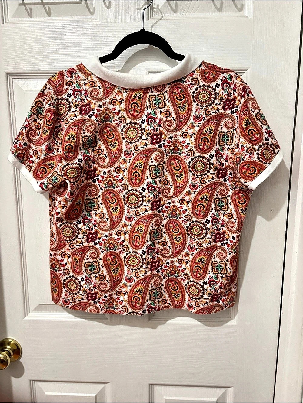 LANDSEND Paisley Short Sleeve Top Size 14-16 Like New